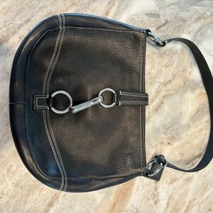 Coach Black Leather Shoulder Bag with Silver Hardware